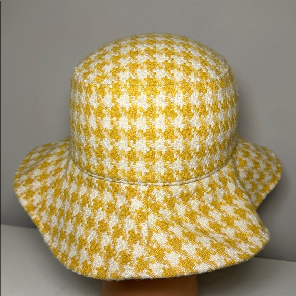 San Diego Hat Co Yellow and White wool Houndstooth floppy Bucket Hat - Picture 3 of 6